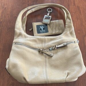 Like-new Tignanello Genuine Leather Pebbled Hobo Bag Purse Set